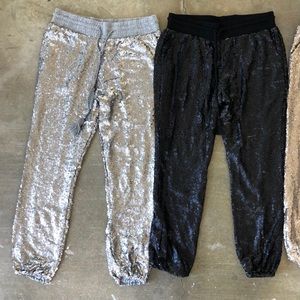 Evenuel Sequined Jogger Silver Small Pants Shiny